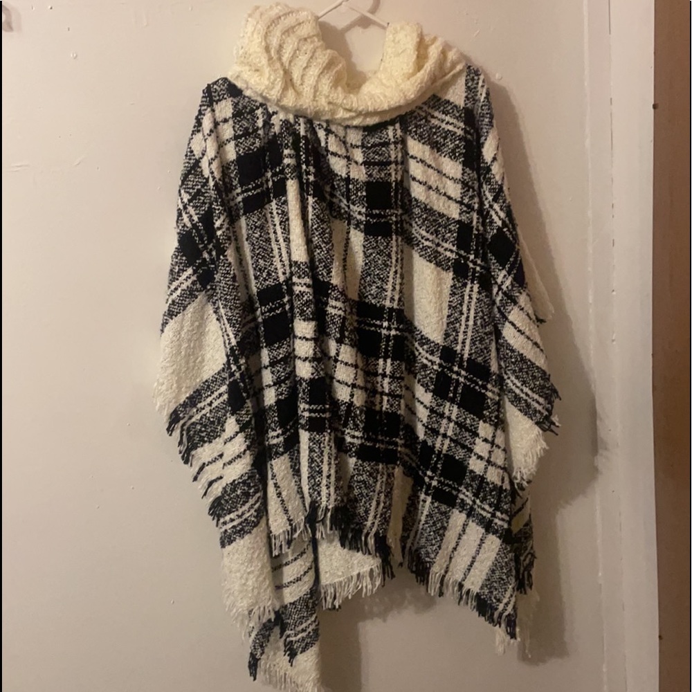 Plus Sized Turtleneck Poncho Sweater